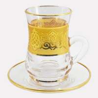 12pcs gift box arabic style turkish tea cup set real gold feature