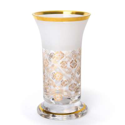 mouth blown crystal glass burner with metal part  with gold flower design modern style incense burner