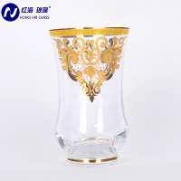 New Arrival 6PCS/Set Handmade Crystal Arabic Glass Water Cup  of Tea Cup Sets and Deluxe Eco-friendly  Daily Use Gold Tea Cup